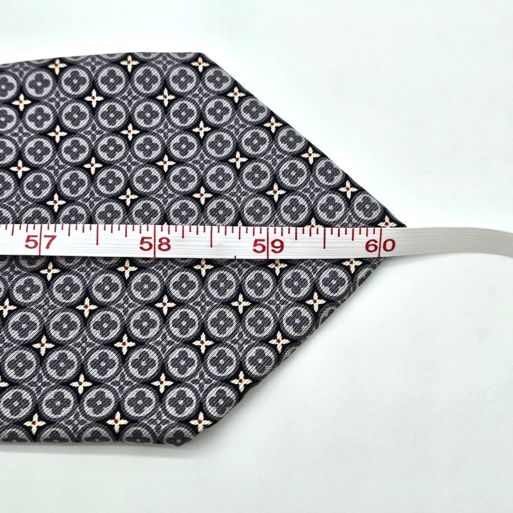 Authentic Louis Vuitton LV Quatrefoil Floral Geometric Pattern Grey Silk Necktie - Picture 7 of 8